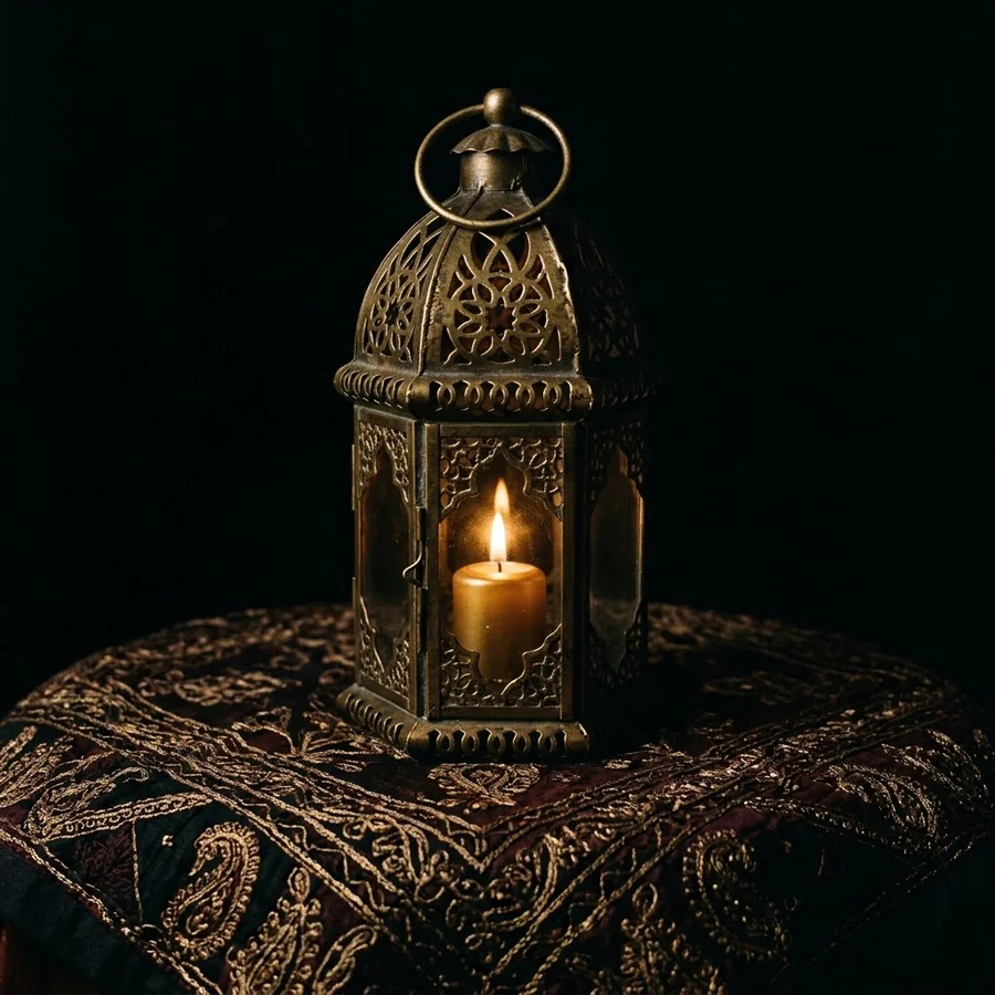 Lanterne orientale allumée, décor de table